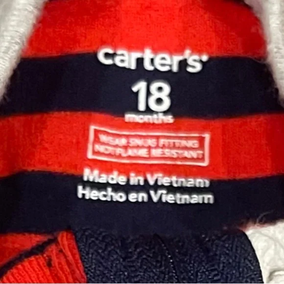 CARTERS Red and Blue Dino Footies One Piece. Size 18M - Picture 5 of 5